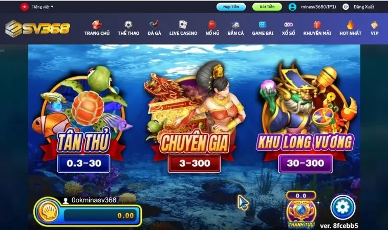 Các cấp độ phòng chơi trong game Bắn Cá Rồng Tại SV368