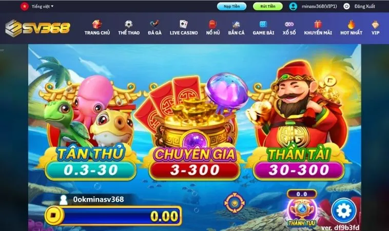 Hướng Dẫn Cách Chơi Bắn Cá Thần Tài Tại SV368 Rinh Vàng Đầy Túi 2 Các phòng chơi trong game Bắn Cá Thần Tài Tại SV368