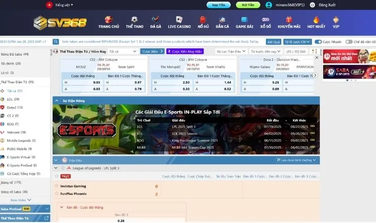Hướng Dẫn Cách Chơi Thể Thao Điện Tử Tại SV368 Cho Game Thủ 1 Thể Thao Điện Tử Tại SV368