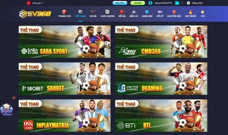 Đa dạng các sảnh thể thao uy tín, chất lượng hợp tác với nhà cái SV368
