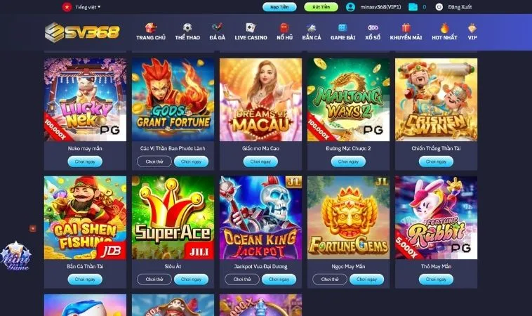 Đa dạng các thể loại game nhanh để trải nghiệm tại SV368