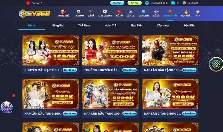 Khám Phá Trọn Bộ Khuyến Mãi SV368 Giá Trị Khủng Cho Bet Thủ 2 Các chương trình khuyến mãi SV368 hấp dẫn tặng hội viên