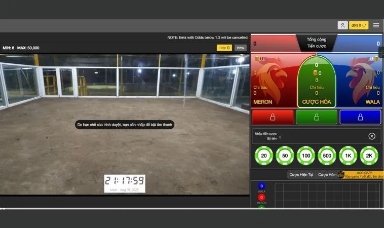 Giao diện cá cược Đá Gà Sabong Tại SV368