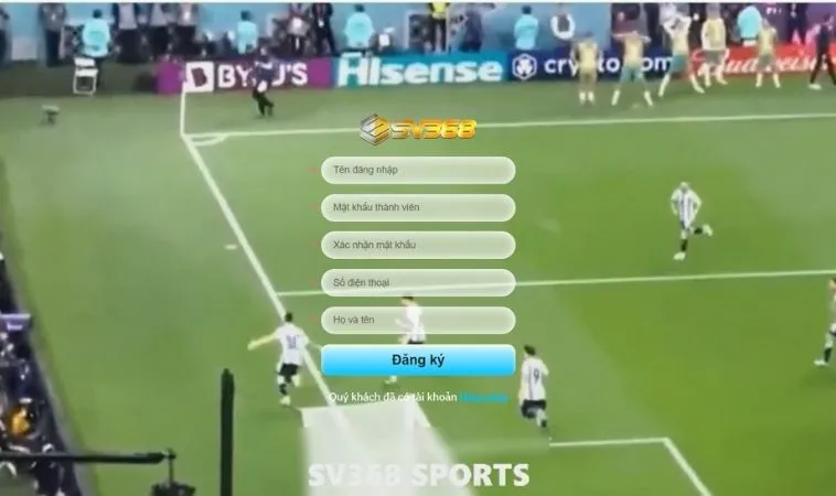 Giao diện đăng ký SV368