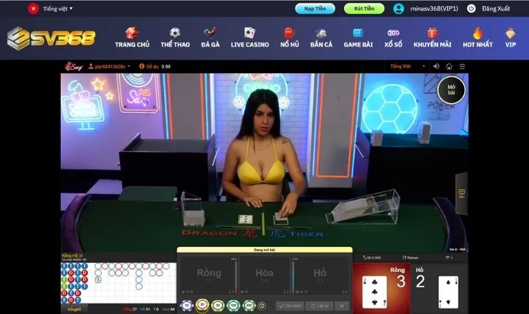 Chinh Phục Trò Chơi Dragon Tiger Tại SV368 Cực Dễ Thắng Lớn 2 Chơi Dragon Tiger Tại SV368 cùng dealer nóng bỏng