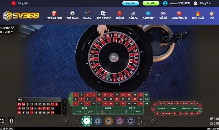Bí Quyết Chơi Roulette SV368 Luôn Thắng Từ Chuyên Gia Hàng Đầu 2 Giao diện chơi Roulette SV368