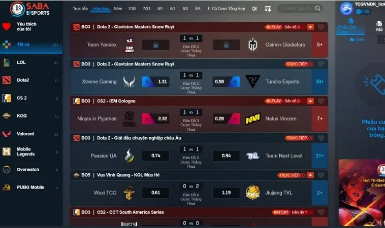 Hướng Dẫn Cách Chơi Thể Thao Điện Tử Tại SV368 Cho Game Thủ 2 Bảng kèo cá cược Thể Thao Điện Tử Tại SV368